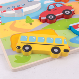 Bigjigs Toys Vkládací puzzle dopravní prostředky, 5 dílků