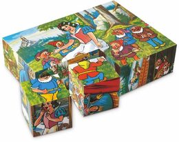 Kostky kubus Sněhurka dřevo 12ks v krabičce 16x12x4cm