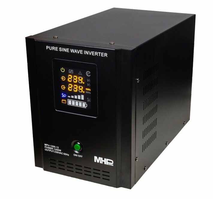 Napěťový měnič MHPower MPU-1200-12 záložní zdroj, 12V/230V, 1200W, funkce UPS, čistý sinus