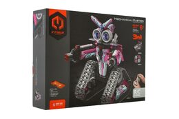 Robot RC skládací plast 15x23cm 2,4GHz na baterie se světlem, zvukem růžový v krabici 31x23x7cm