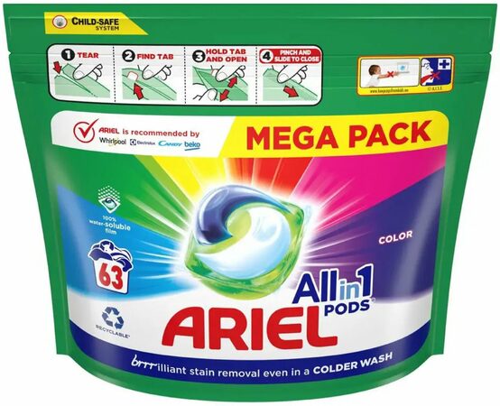 Ariel Color+ Pods 3v1 kapsle na praní 63 ks