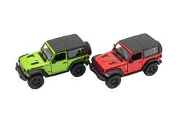 Auto Kinsmart Jeep Wrangler 2018 pevná střecha 1:34 12,5cm kov 4 barvy na zpětné nat. 12ks v boxu