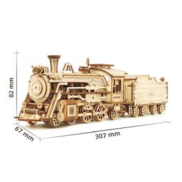 RoboTime dřevěné 3D puzzle Parní lokomotiva