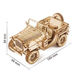 RoboTime dřevěné 3D puzzle Vojenský džíp