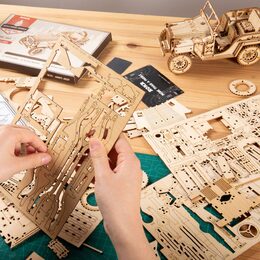RoboTime dřevěné 3D puzzle Vojenský džíp