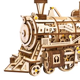 RoboTime 3D dřevěné mechanické puzzle Parní lokomotiva