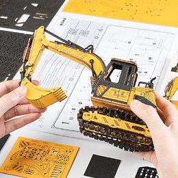 RoboTime 3D dřevěná mechanická skládačka Bagr