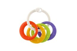 Kroužky se 4 tvary plast srdíčka, kolečka mix barev v sáčku 3m+