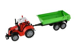 Teddies Traktor s vlekem a výklopkou plast 35 cm asst 3 barvy na setrvačník v blistru