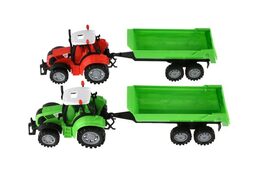 Teddies Traktor s vlekem a výklopkou plast 35 cm asst 3 barvy na setrvačník v blistru