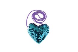 Kabelka srdce s flitry měnícími látková fialové  12x11cm v sáčku