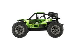 Auto RC buggy terénní zelené 22cm plast 2,4GHz na baterie + dobíjecí pack v krabici 32x16x18cm