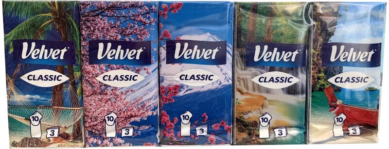 Velvet Classic papírové kapesníčky 3-vrstvé 10 x 10 ks