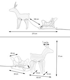 HOMESTYLING Svítící sob a sáňky vánoční dekorace venkovní KO-AXS100010