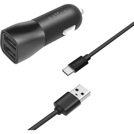 Nab+USB-C kab.,2xUSB, 15W, černá FIXED