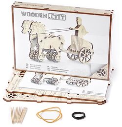 Wooden City 3D dřevěné mechanické puzzle Římský vůz