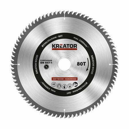 Pilový kotouč Kreator KRT020426 na dřevo 250mm, 80T