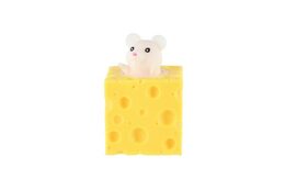 Myška v sýru mačkací antistresová plast 3 barvy v sáčku 5x5cm 24ks v boxu