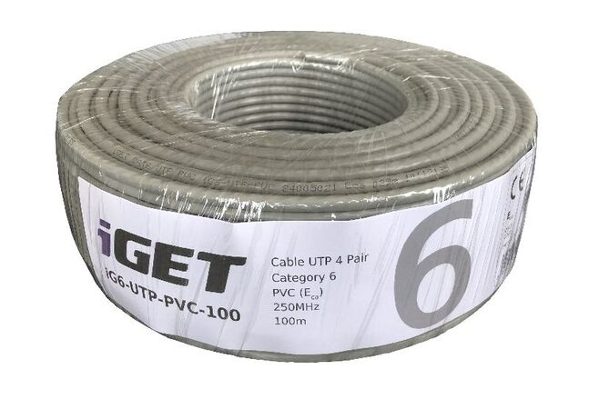 iGET Síťový kabel CAT6 UTP PVC Eca 100m/role