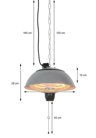PROGARDEN Ohřevná topná lampa na zavěšení infrazářič 1500W KO-EL4000030