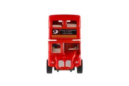 Autobus "Londýn" červený patrový kov/plast 12cm na zpětné natažení v krabičce 17x13,5x6cm