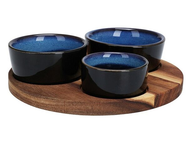 EXCELLENT HOUSEWARE Servírovací misky s kulatým podnosem sada 4 ks modrá KO-278000710modr