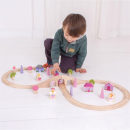 Bigjigs Rail Dřevěná vláčkodráha osmička pro princezny 35 dílů