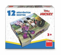 Dino Dřevěné licenční kostky Mickey Mouse – 12 kostek