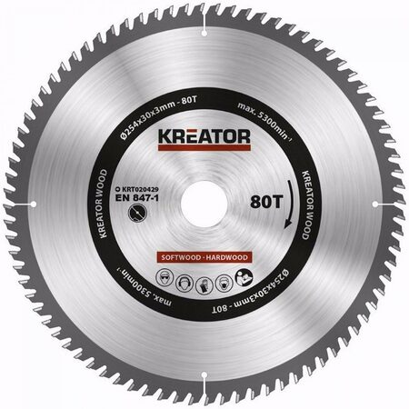 Pilový kotouč Kreator KRT020428 - na dřevo 254mm, 80T