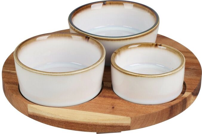 EXCELLENT HOUSEWARE Servírovací misky s kulatým podnosem sada 4 ks KO-278000750