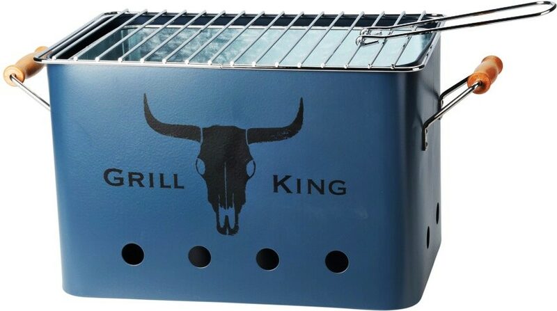 PROGARDEN Přenosný gril na dřevěné uhlí GRILL KING 43 x 20 cm modrá KO-C83000120