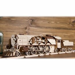 Ugears 3D dřevěné mechanické puzzle V-Express parní lokomotiva 4-6-2 s tendrem