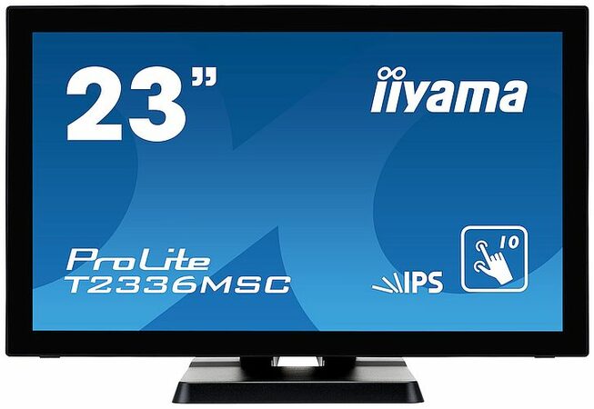 Dotykový monitor IIYAMA ProLite T2336MSC-B2, 23" IPS LED, PCAP, 5ms, 215cd/m2, USB, VGA/DVI/HDMI, bez rámečku, černý