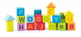 Kostky Woody pastelové s písmeny a číslicemi