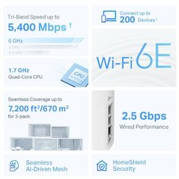 WiFi router TP-Link Deco XE75 Pro(1-pack) AXE5400, WiFi 6E, 1x 2.5GLAN, 2x GLAN / 574Mbps 2,4GHz/ 2402Mbps 5GHz/ 2402 6G