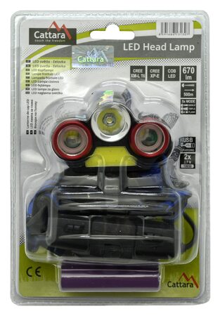 LED čelovka Cattara TRIO 670lm nabíjecí