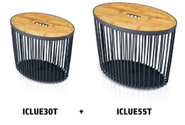 Set Prosperplast 2 univerzálních oválných košů s bambusovými víky CLUBO 30+55l antracit