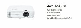 Projektor Acer H6543BDK DLP, Full HD, 3D, 16:9,