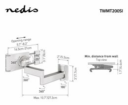 Držák Nedis TWMT200SI pro tablet plně nastavitelný, 7" až 12" / 17,8 cm až 30,5 cm