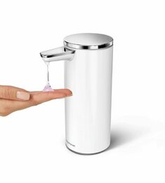 Dávkovač Simplehuman mýdla bezdotykový – 266 ml, bílý, nerez ocel, dobíjecí