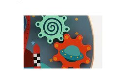 Edukační prkénko/labyrint vesmír dřevěný 29x23cm v krabici 30x28x6,5cm 12m+