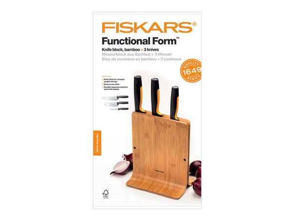 Fiskars Functional Form Bambusový blok 3 nože 1057553