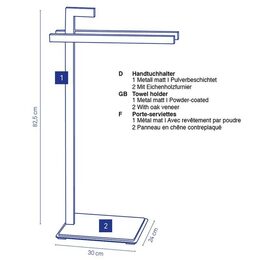 KELA Stojan na ručníky Dub kov černá KL-24261