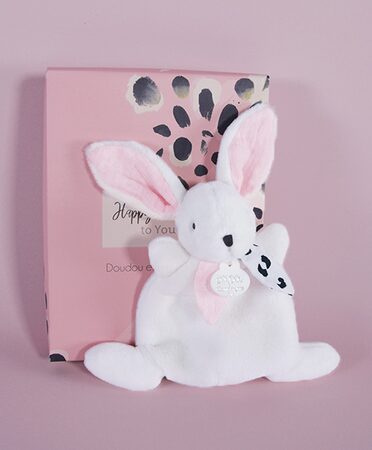Doudou Dárková krabička růžová -  mini  králíček 17 cm
