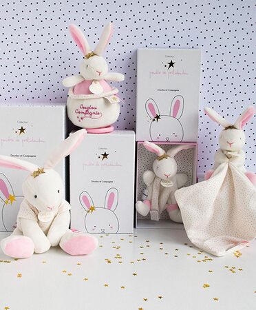 Doudou Dárková sada - Plyšová hračka růžový zajíček - hvězda 25 cm