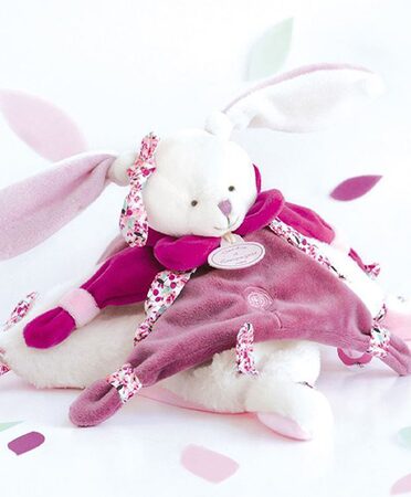 Doudou Dárková sada růžová - plyšový králíček muchláček