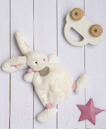 Doudou Dárková sada - Plyšový králíček růžový 26 cm