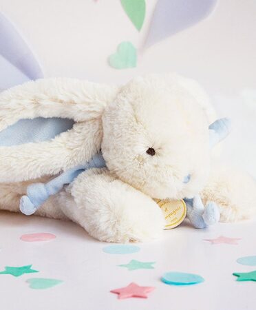 Doudou Dárková sada - Plyšový králíček modrý 30 cm