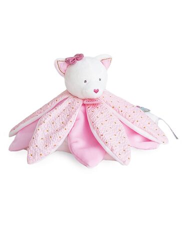 Doudou Dárková sada - plyšový muchláček růžová kočka 26 cm