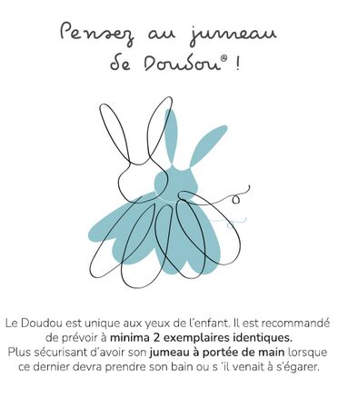 Doudou Dárková sada -  Plyšový králíček s tmavě modrou bambulkou 25 cm